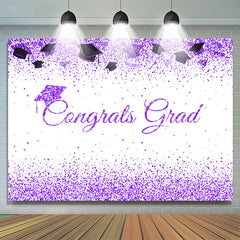 Lofaris Purple Glitter Congrats Theme Graduation Backdrop