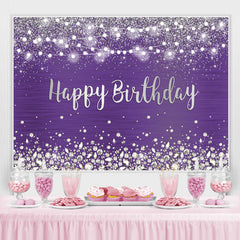 Lofaris Purple Glitter Light Diamonds Happy Birthday Backdrop for Women