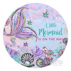 Lofaris Purple Glitter Little Mermaid Happy Birthday Backdrop