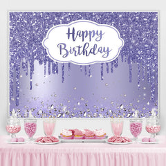 Lofaris Purple Glitter Simple Themed Happy Birthday Backdrop