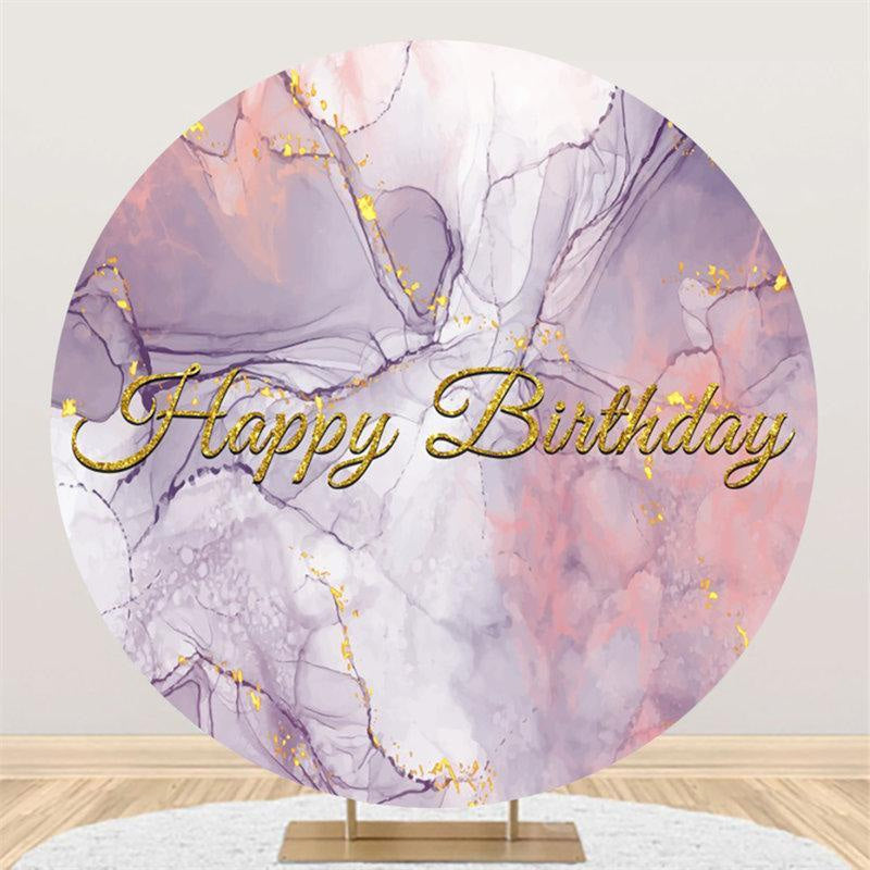 Lofaris Purple Marble Textured Circle Birthday Party Backdrop