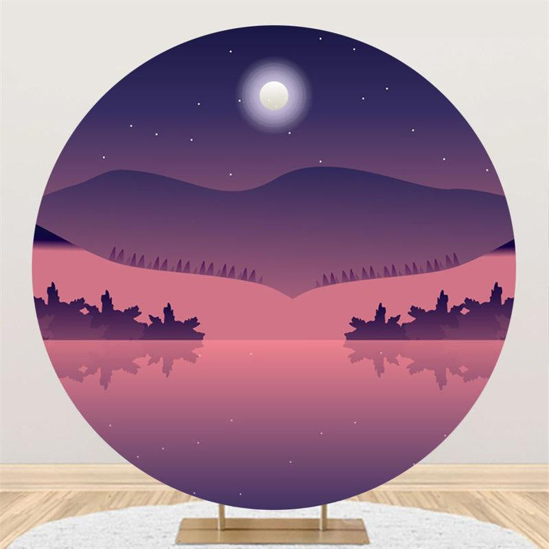 Lofaris Purple Moonnight Custom Circle Backdrop For Birthday