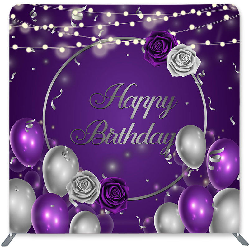 Lofaris Purple Silver Balloons Double-Sided Backdrop for Birthday