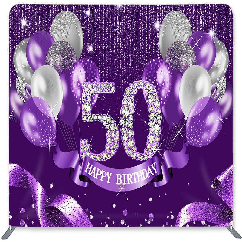 Lofaris Purple Silver Diamonds Double-Sided Backdrop for Birthday