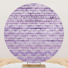 Lofaris Purple Wave Brick Wall Happy Birthday Round Backdrop