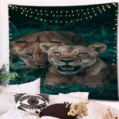 Lofaris Quiet Leopard Animal 3D Printed Lake Wall Tapestry