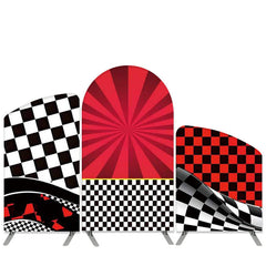 Lofaris Race Car Theme Black White Birthday Backdrop Kit