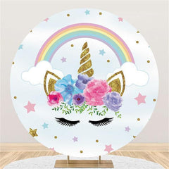 Lofaris Rainbow And Stars Sky Unicorn Themed Round Backdrop