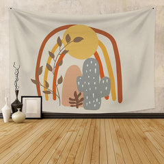 Lofaris Rainbow Moon Tree Cartoon Bohemian Family Wall Tapestry