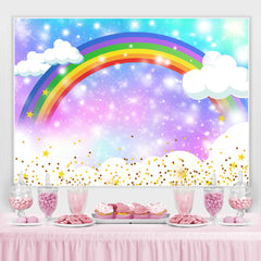 Lofaris Rainbow White Clouds Baby Shower Backdrop For Party