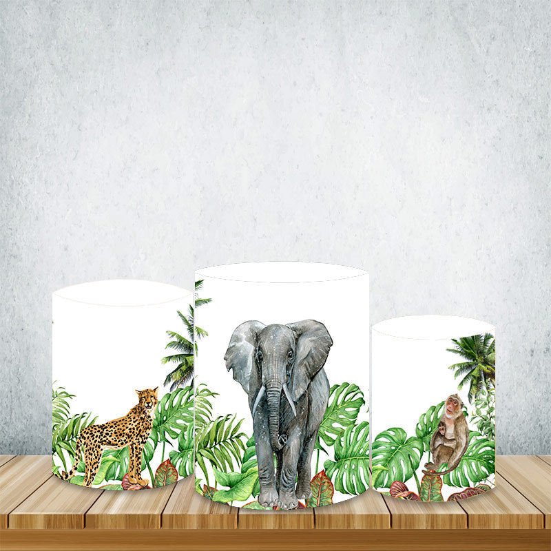 Lofaris Rainforest Wild Animals Plinth Cover White Sky Cake Table