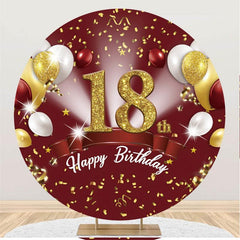 Lofaris Red And Balloons 18th Circle Happy Birthday Backdrop