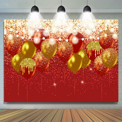 Lofaris Red And Gold Glitter Ballons Happy Birthday Backdrop