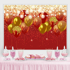 Lofaris Red And Gold Glitter Ballons Happy Birthday Backdrop