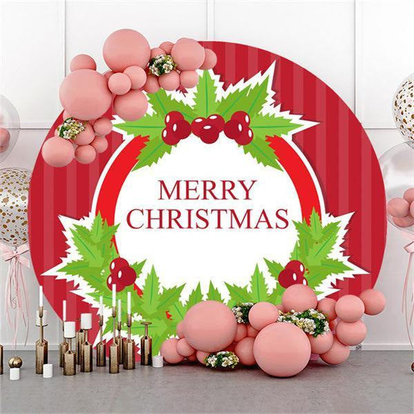 Lofaris Red And Green Round Christmas Wreath Backdrop For Party