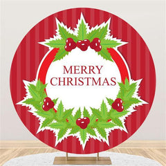 Lofaris Red And Green Round Christmas Wreath Backdrop For Party