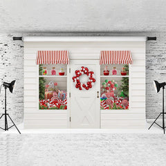 Lofaris Red And White Balloon Window Door Christmas Theme Backdrop