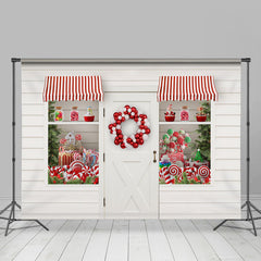 Lofaris Red And White Balloon Window Door Christmas Theme Backdrop