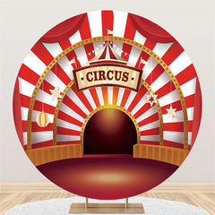 Lofaris Red And White Circus Round Birthday Party Backdrop