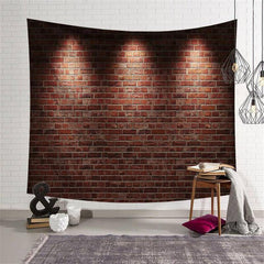 Red Black Brick Architecture Geometric Wall Tapestry