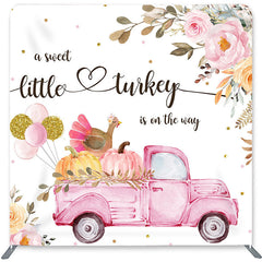 Lofaris Red Car Floral Double-Sided Backdrop for Baby Shower