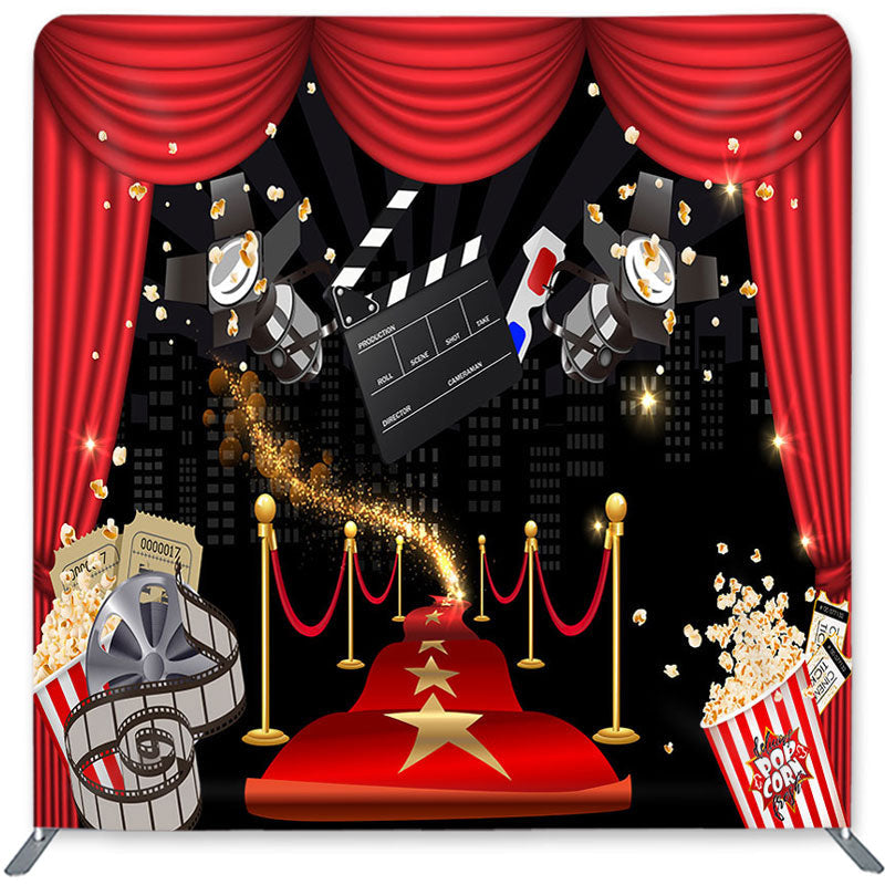 Lofaris Red Carpet Popcorn Double-Sided Backdrop for Birthday