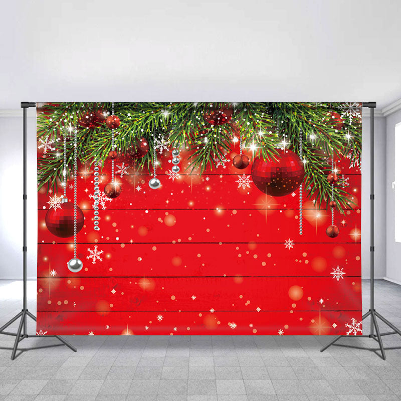 Lofaris Red Chrismas Decoration Ball Wood Backdrop For Party