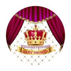 Lofaris Red Crown Welcome Princess Circle Baby Shower Backdrop