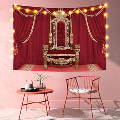 Lofaris Red Curtains And Chairs Novelty Landscape Custom Tapestry