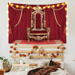 Lofaris Red Curtains And Chairs Novelty Landscape Custom Tapestry