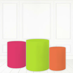 Lofaris Red Green Cylinder Cover Orange Printed Fabric Pillar