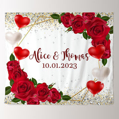 Lofaris Red Rose Glitter Balloon She Said Yes Wedding Backdrop