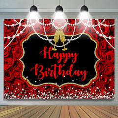 Lofaris Red Rose Pearl Champagne Birthday Backdrop for Woman