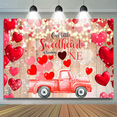 Lofaris Red Sweetheait And Car 1st Happy Birthday Backdrop