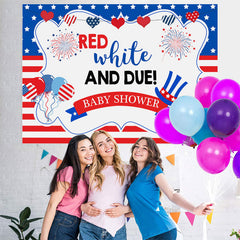 Lofaris Red White and Due! 4Th of July Baby Shower Backdrop