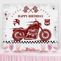 Lofaris Retro Motorcycle And Flags Happy Birthday Backdrop