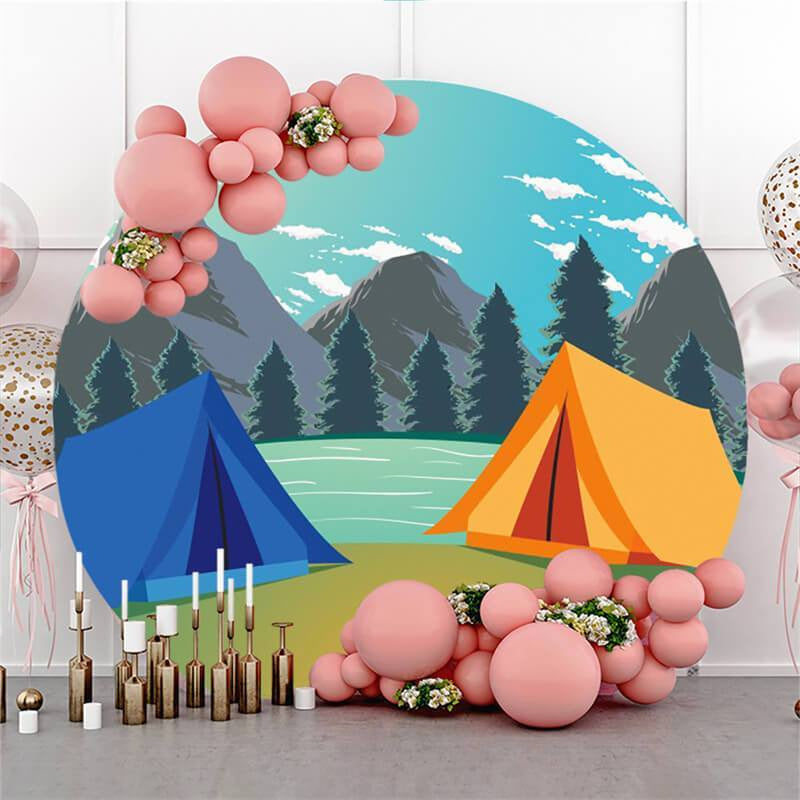 Lofaris Rivers Picnic Circle Happy Birthday Backdrop For Party