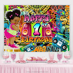 Lofaris Rock Graffiti Happy 1St Birthday Backdrop For Girl