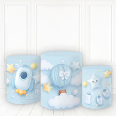 Lofaris Rocket Air Balloon Pillar Wrap Blue Theme Cylinder Cover