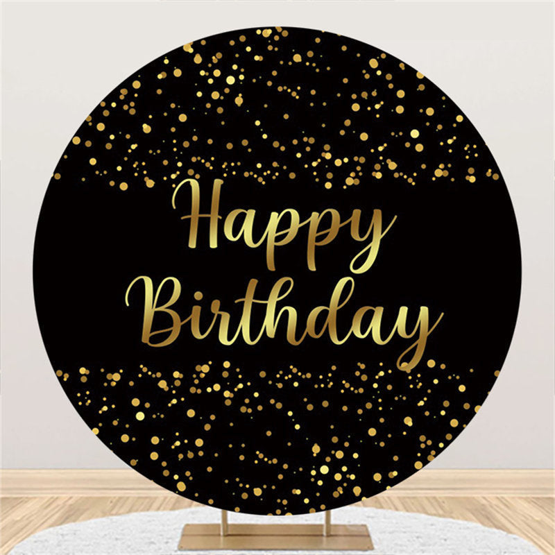 Rose Gold And Black Happy Birthday Circle Backdrop - Lofaris