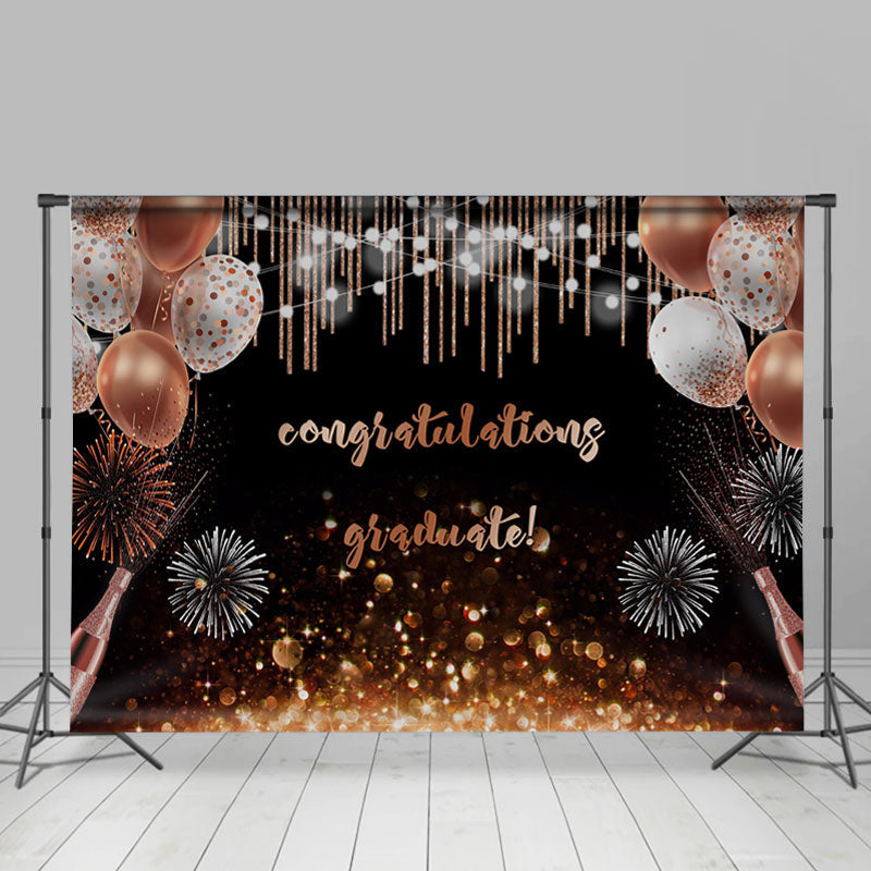 Lofaris Rose Gold Ballon Bokeh Congratulation Graduate Backdorp