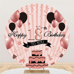 Lofaris Rose Gold Balloons Happy 18Th Birthday Round Backdrop