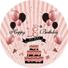 Lofaris Rose Gold Balloons Happy 18Th Birthday Round Backdrop