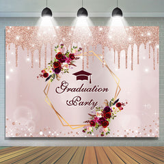 Lofaris Rose Gold Bokeh Floral Graduation Party Backdrop