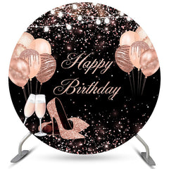 Lofaris Rose Gold Heel Balloon Happy Birthday Circle Backdrop