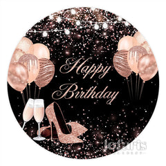 Lofaris Rose Gold Heel Balloon Happy Birthday Circle Backdrop