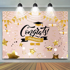 Lofaris Rose Gold Stars And Flags Congrats Graduates Backdrop