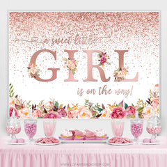 Lofaris Rose Gold Sweet Girl Is On The Way Baby Shower Backdrop