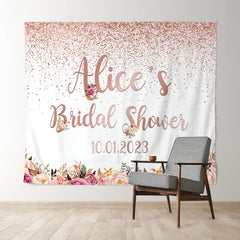 Lofaris Rose Golden And Flowers Bride To Be Wedding Backdrop