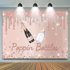 Lofaris Rose Golden And Silver Glitter Poppin Bottle Backdrop